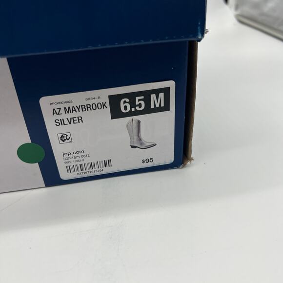 Arizona Jean Co Womens Western Heel Booties Maybrook Silver Boots Size 6.5M - Picture 11 of 12